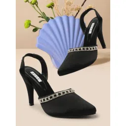 Elle Women's Black Sling Back Stilettos-picture-39