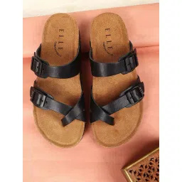 Elle Women's Black Toe Ring Sandals-picture-19