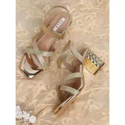 Elle Women's Gold Ankle Strap Sandals-picture-42