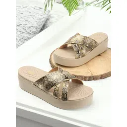 Elle Women's Gold Cross Strap Sandals-picture-41