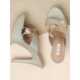 Elle Women's Gold Cross Strap Stilettos-picture-26