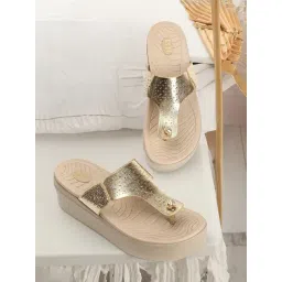 Elle Women's Gold T-Strap Sandals-picture-43