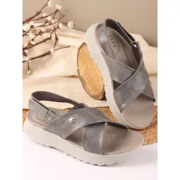 Elle Women's Grey Back Strap Wedges-picture-36