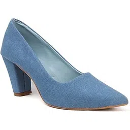 elle Women's Pointed-Toe Pumps with Block Heel and Textile Finish-picture-20