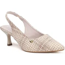 elle Women's Pointed-Toe Slingback Heels with Tweed Texture Mule-picture-16