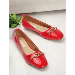 Elle Women's Red Flat Ballets-picture-34