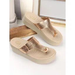 Elle Women's Rose Gold T-Strap Sandals-picture-47