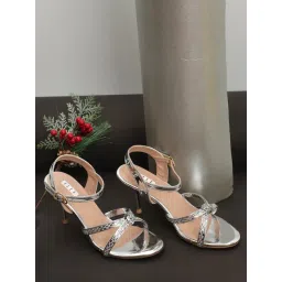 Elle Women's Silver Ankle Strap Stilettos-picture-45