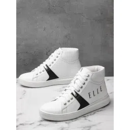 Elle Women's White & Black Ankle High Sneakers-picture-37