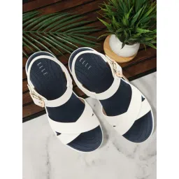 Elle Women's White Ankle Strap Wedges-picture-20