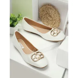 Elle Women's White Flat Ballets-picture-23