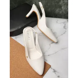 Elle Women's White Sling Back Stilettos-picture-10