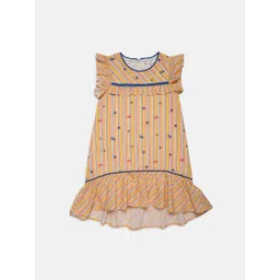 ELLE Yellow & White Striped Drop-Waist Cotton Dress-picture-27