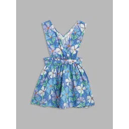 Elle Kids Blue & White Cotton Floral Print Dress-picture-20