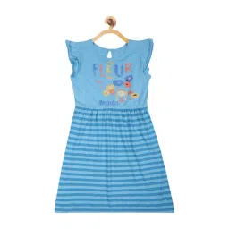 Elle Kids Blue Cotton Striped Dress-picture-48