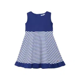 Elle Kids Blue Cotton Striped Dress-picture-45
