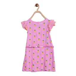 Elle Kids Pink Printed Dress With Belt-picture-25