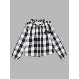 Elle Kids White & Black Checks Full Sleeves Top-picture-16
