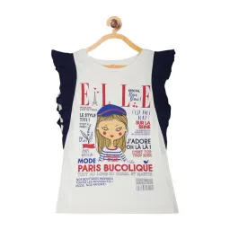 Elle Kids White & Navy Cotton Printed Top-picture-22