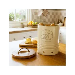 ellementry Egg Shell White Metal Container with Lid (1500 ml) - Set of 1-picture-11