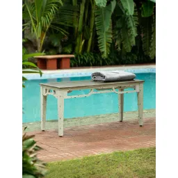 Ellementry Farmhouse Flair Brown & White Mango Wood Bench-picture-38