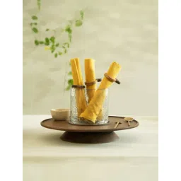 Ellementry Girar Lazy Susan Brown Mango wood Platter With Glass Holder-picture-41