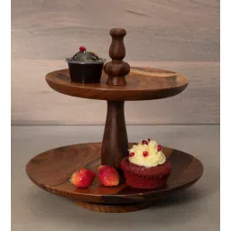 ellementry Glair 2 Tier Brown Sheesham Wood Cake Stand-picture-19
