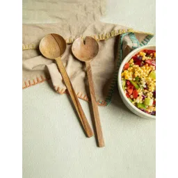 Ellementry Laimai Natural Sheesham Wood Round Salad Server (Set of 2)-picture-17