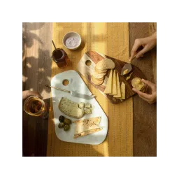 Ellementry Natural Duo White & Brown Marble Chopping Board with Wooden Chopping board image 1