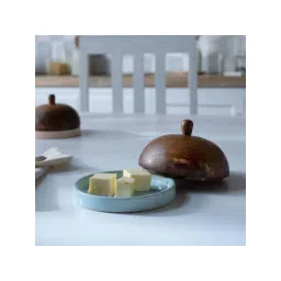 ellementry Sky Blue Ceramic Butter Dish with Lid - Set of 1-picture-46
