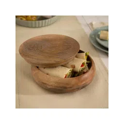 Ellementry 'Upper Crust' Brown Mango Wood Roti Bowl - Set of 1-picture-17