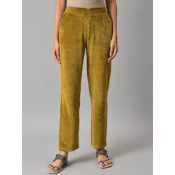 elleven Women Green Cotton Solid Parallel Trousers-picture-36