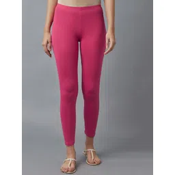 elleven Women Pink Solid Ankle Length Leggings-picture-25