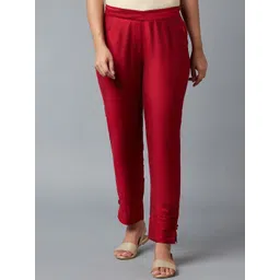 elleven Women Red Solid Trousers-picture-36