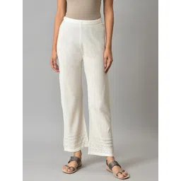 elleven Women White Hem Design Ethnic Palazzos-picture-33