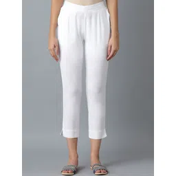 elleven Women White Solid Straight Fit Trousers-picture-18