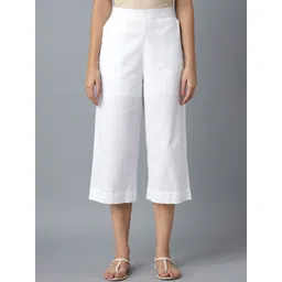 elleven Women White Solid Tapered Fit Cotton Culottes-picture-42