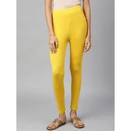 elleven Women Yellow Cotton Solid Ankle-Length Leggings-picture-29