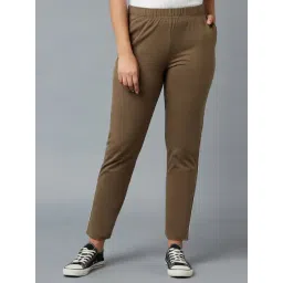 Elleven from Aurelia Brown Cotton Mid Rise Pants-picture-11