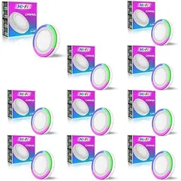 elleys' Chroma 2-in-1 6W+3W Double Color Round LED Surface Light for Home & Office | (Cool White + PGB (Pink + Green + Blue), Pack of 10)-picture-11