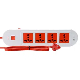 Elleys 3 Pin Extension Board ZYNEX 4 Socket 10 A Current 2 m Cable Length Red & White-picture-31