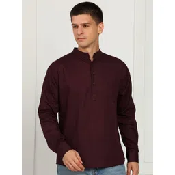 ELLIPSE Men Solid Band Collar Linen Casual Shirt-picture-32