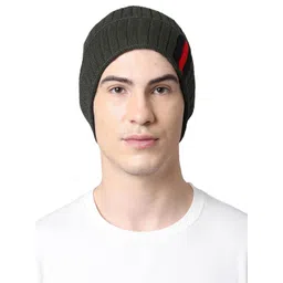 ELLIS Men Green & Red Self-Design Beanie-picture-30