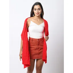 ELLIS Women Red Self Design Knitted Muffler-picture-22