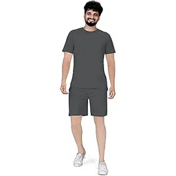 elliti Cotton Blend Solid Casual Round Neck Half Sleeve Oversized Co-ord Set Men's, Pyjama Set, Sleepwear Loungewear T-Shirt and Shorts Combo for Men, Night Wear for Men, Night Suit for Men's-picture-29