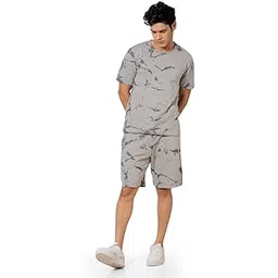elliti Men's Casual Summer Night dress Soft Cotton Poly Lycra Digital Printed Casual Sleepwear & Launge(Lounge) Wear Nightdress, Regular Fit Round Neck Short Sleeves T-Shirt and shorts(Boxer) Pair set with Classic Pajama Shorts stylish Beach Wear Night Set night suit Dress for men-picture-33
