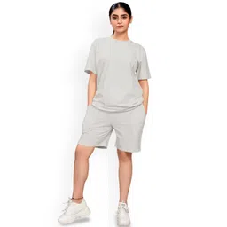 ELLITI Women Pure Cotton Round Neck Half Sleeves T-shirt With Shorts Co-Ords-picture-13