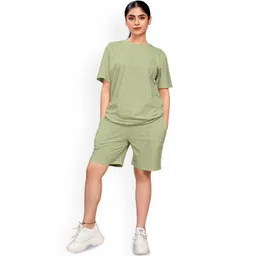 ELLITI Women Pure Cotton T-shirt With Shorts Co-Ords-picture-20