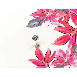 eloish 92.5 Sterling Silver Nose Pin for Women, 92.5% Pure Silver Nose Pin for Girls (Back Push Style) (SILVER ORNAMENTS : 0.050 GRAMS) (OXISUNFLOWERNOSEPIN) image 2