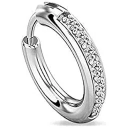 eloish 92.5 Sterling Silver Nose Ring for Women. 92.5% Pure Silver CZ Studded Nose Ring for Girls (CZNOSERINGSILVER)-picture-13